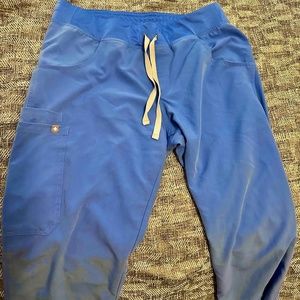 Figs Blue Women's Pants with Tan Drawstring